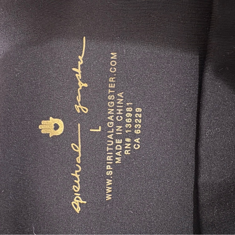 Spiritual Gangster Black Yoga Pants with split hem - Picture 3 of 3